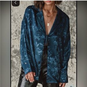 12th Tribe Teal Floral Kimono